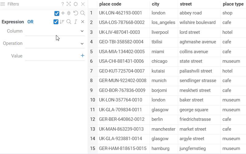 Filtering by a pasted list of partial values