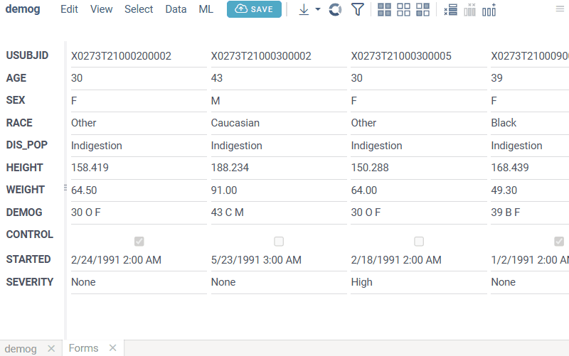 Forms viewer sorting
