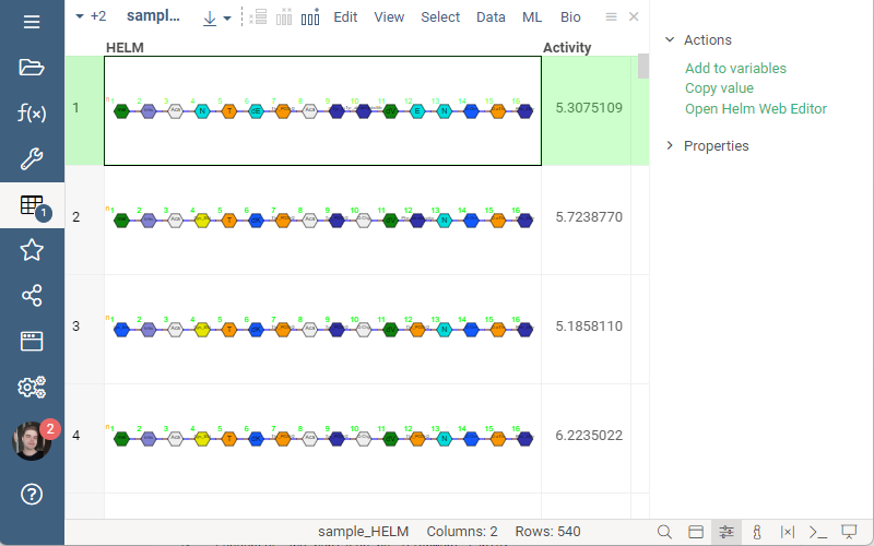 Representation of HELM sequence