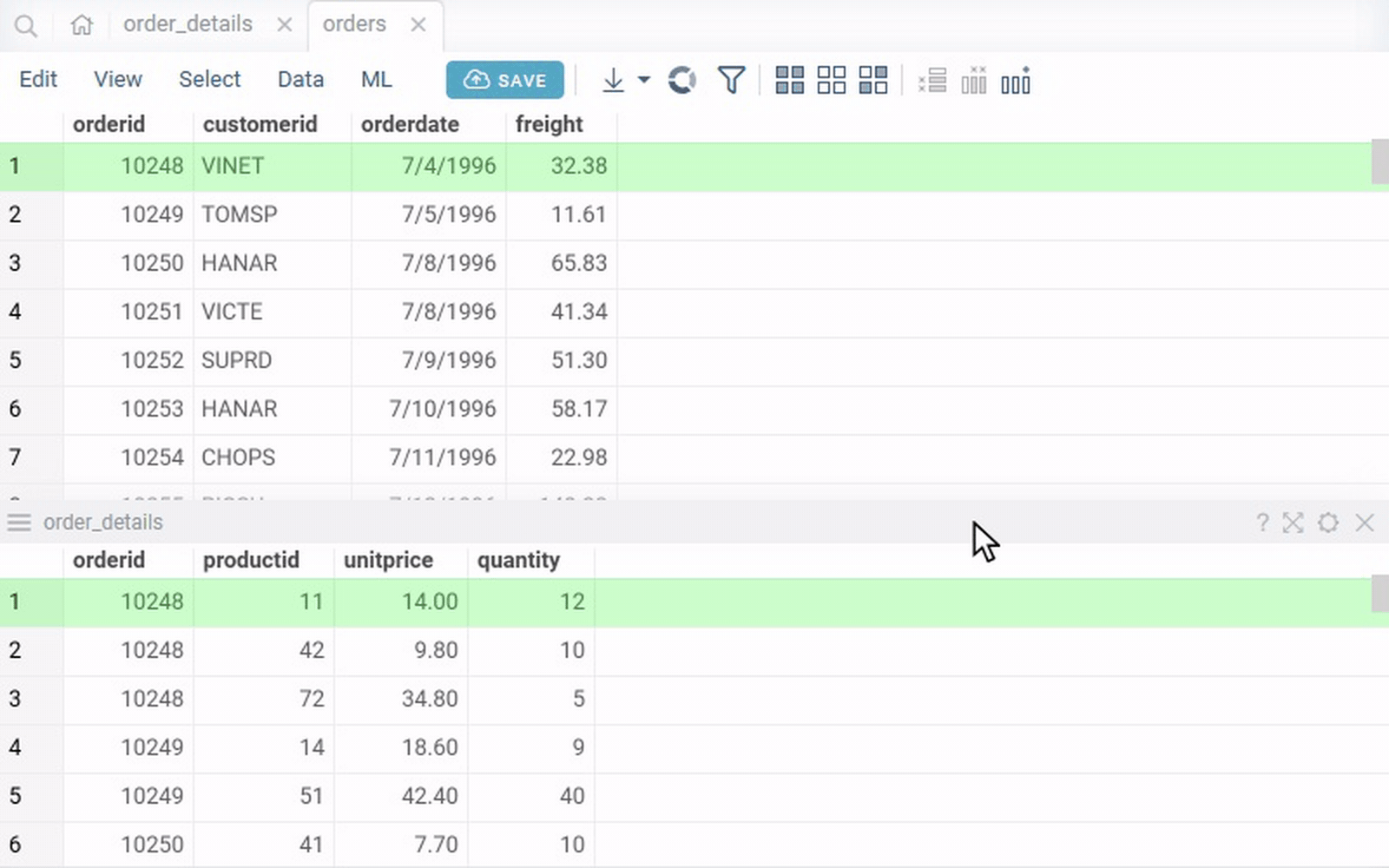 Link Tables dialog